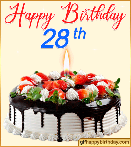 Happy Birthday 28th Cake Gif